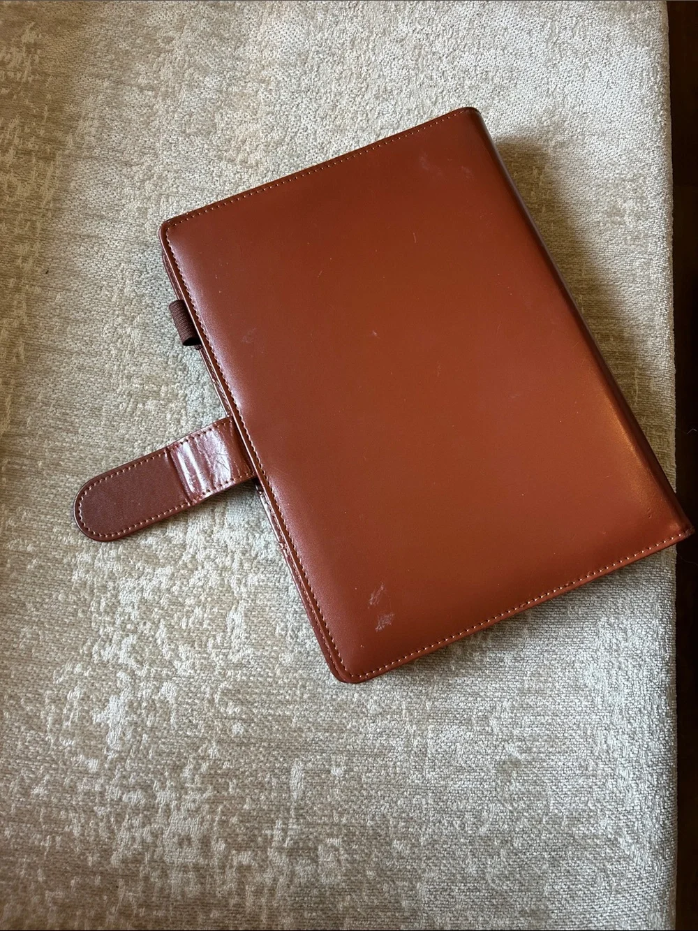 Leather Ring Binder Organizer in Cognac